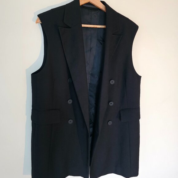 AllSaints Hanah Sleeveless Double Breasted Blazer – Black, Size US 10 - Picture 10 of 11
